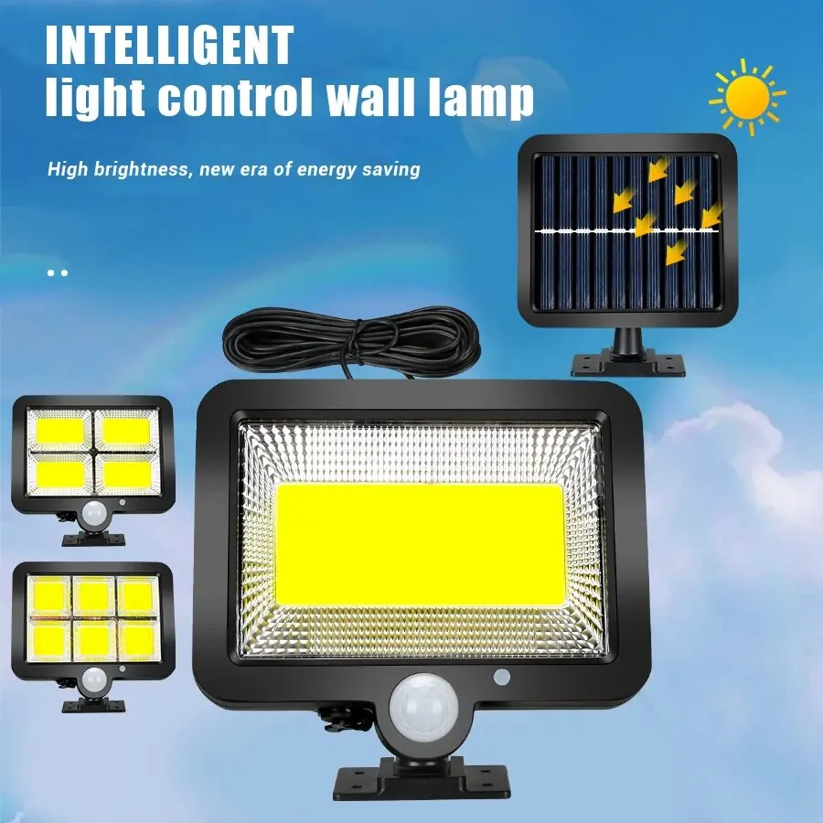 Luz solar do sensor de movimento ao ar livre, Recarregável, 1, 4, 6 COB Solar Wall Lights, Impermeável, Emergência Street Garden Porch LED Light