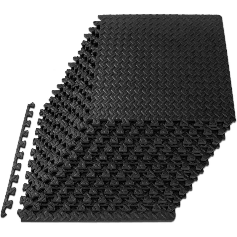 Puzzle Exercise Mat ½ in, EVA Interlocking Foam Floor Tiles for Home Gym, Mat for Home Workout Equipment, Floor Padding for Kids