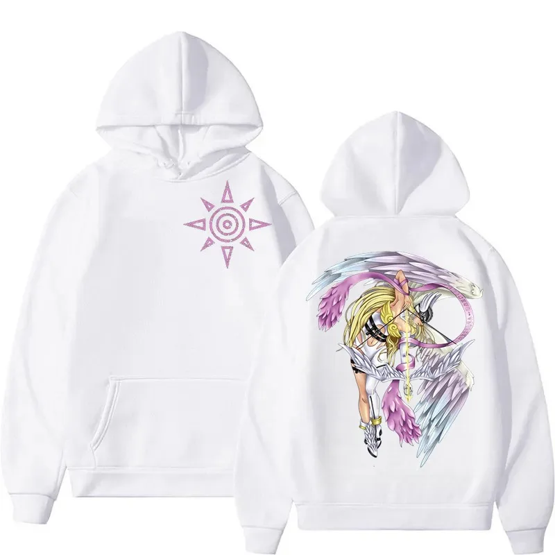 秋冬紳士服パーカー日本アニメデジモングラフィックフード付きスウェットシャツ Y2K オーバーサイズコットンプルオーバートップスコート