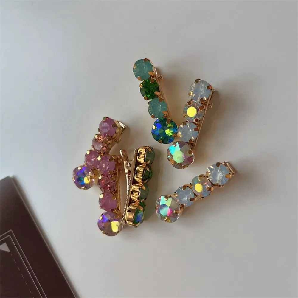 Luxury Colorful Crystal Gem Bang Clip Sweet Cute Female Beads Duckbill Clip Simple Creative Grils Party Small Side Clip