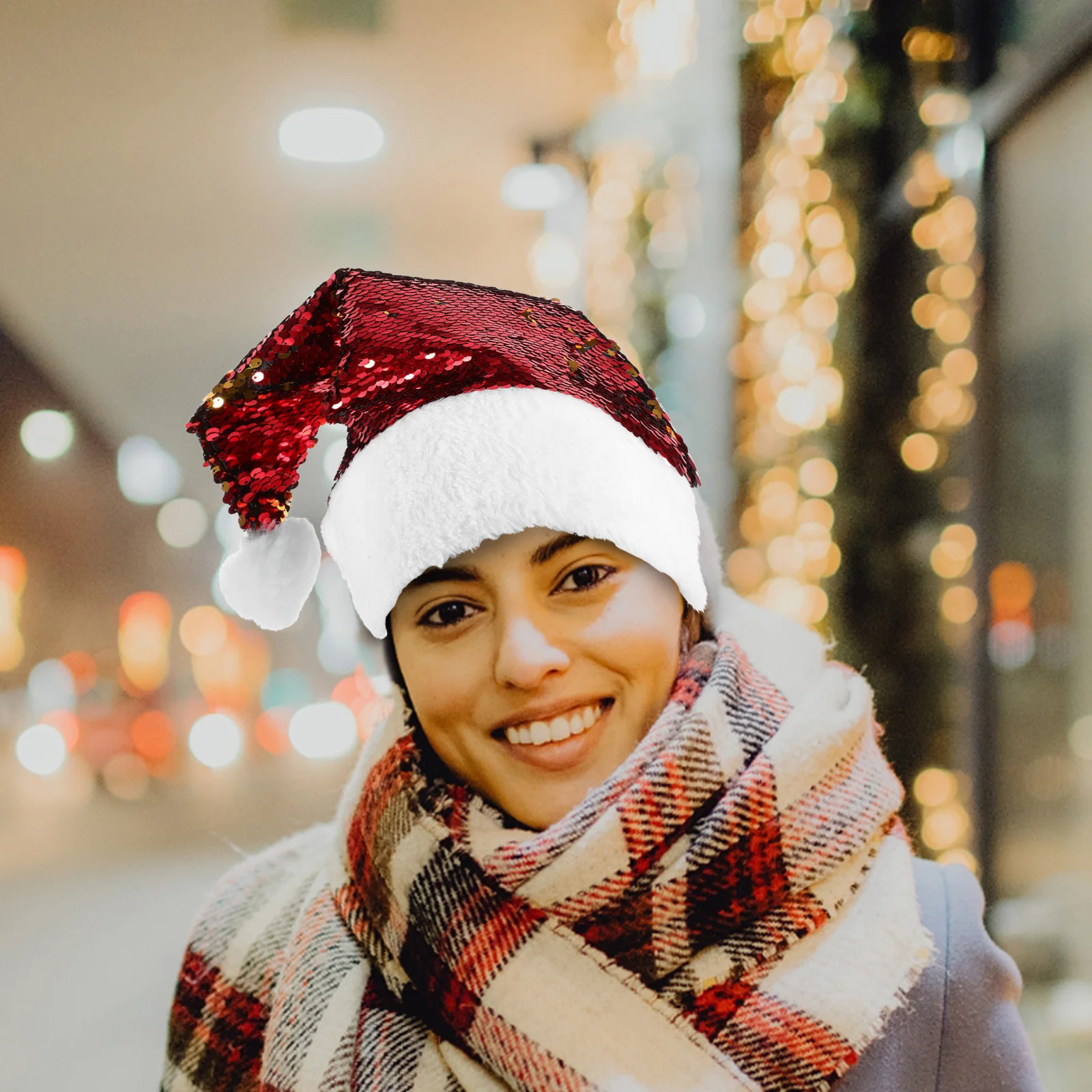 

Green Sequin Christmas Hats Santa Double Sided Paillette Christmas Party Hats Festival Favor Accessories Holiday Cap