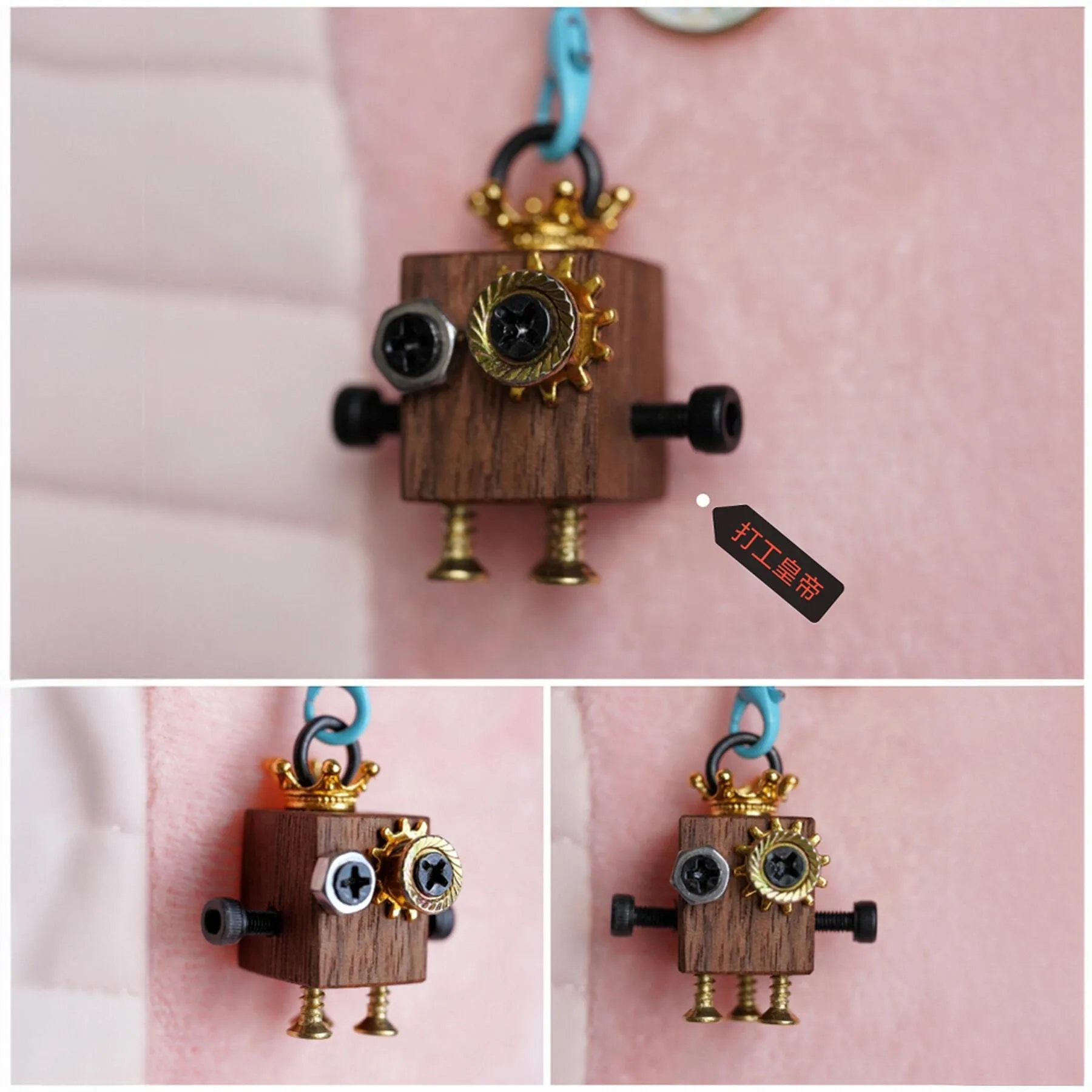

Mengmeng Mechanical Heart, Steampunk Trinkets, Keychain Bag Pendant, Solid Wood Handmade DIY Boutique Pendant.