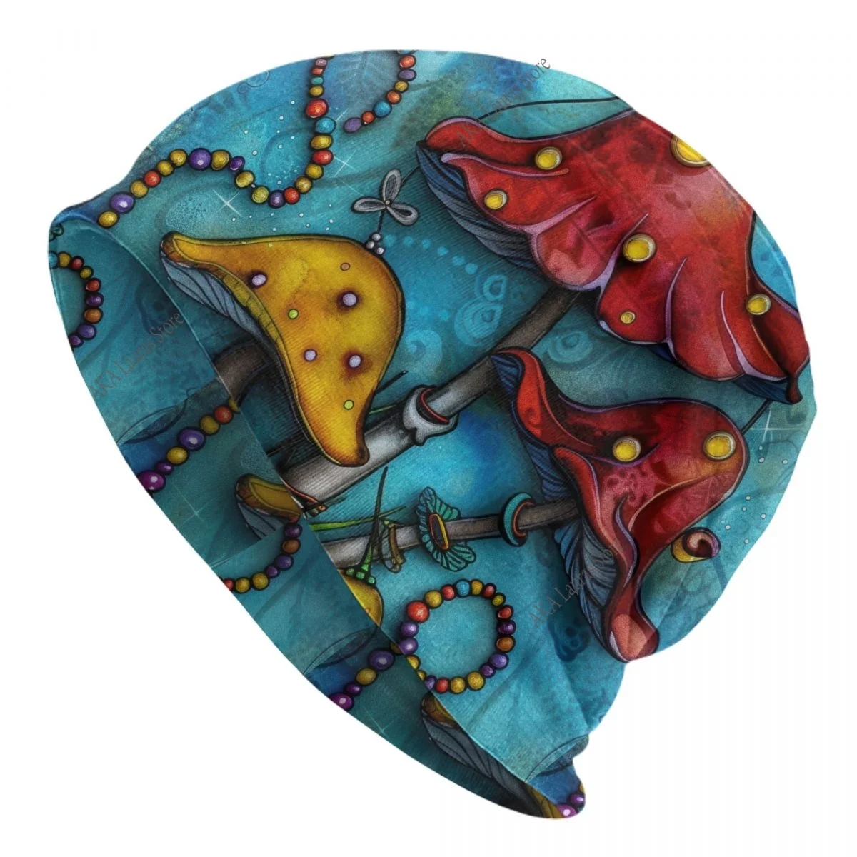 Painting Three Rred Mushrooms Unisex Bonnet Winter Outdoor Double Layer Thin Hats For Men Women