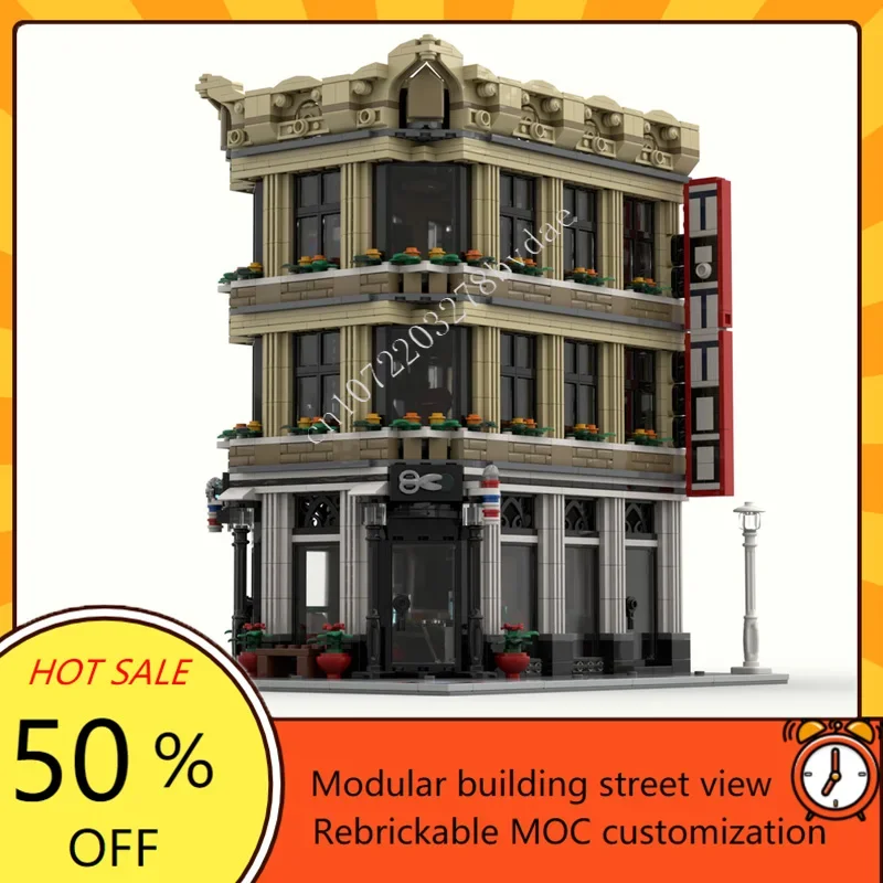

2405PCS Adam's Tattoo & Barber Shop Modular MOC Custom Puzzle Creative Street View Model DIY Educational Assembly Toy Gift