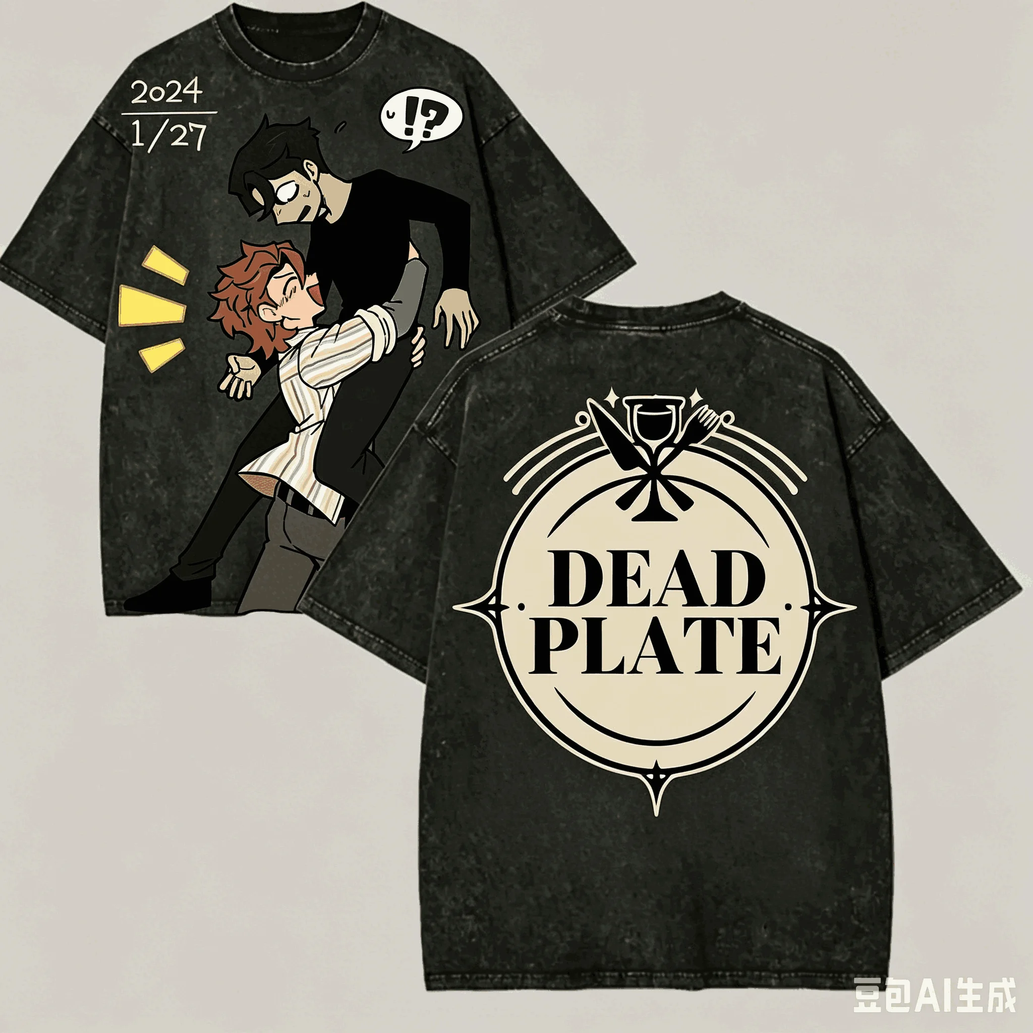 Dead Plate Washed T-shirt Anime Lover Harajuku New Model Oversized Vintage Loose Classic Unisex Streetwear Couples hot product