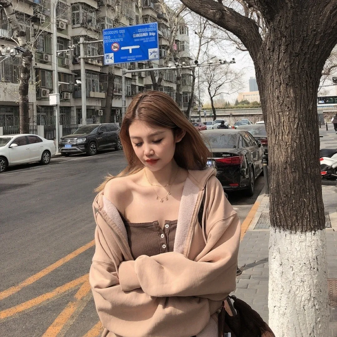 

Свободная женская толстовка на молнии светло-коричневого цвета Lazy Sle Brandy Girl Official Website Весна-Осень с V-образным вырезом и длинными рукавами, повседневная, из футера