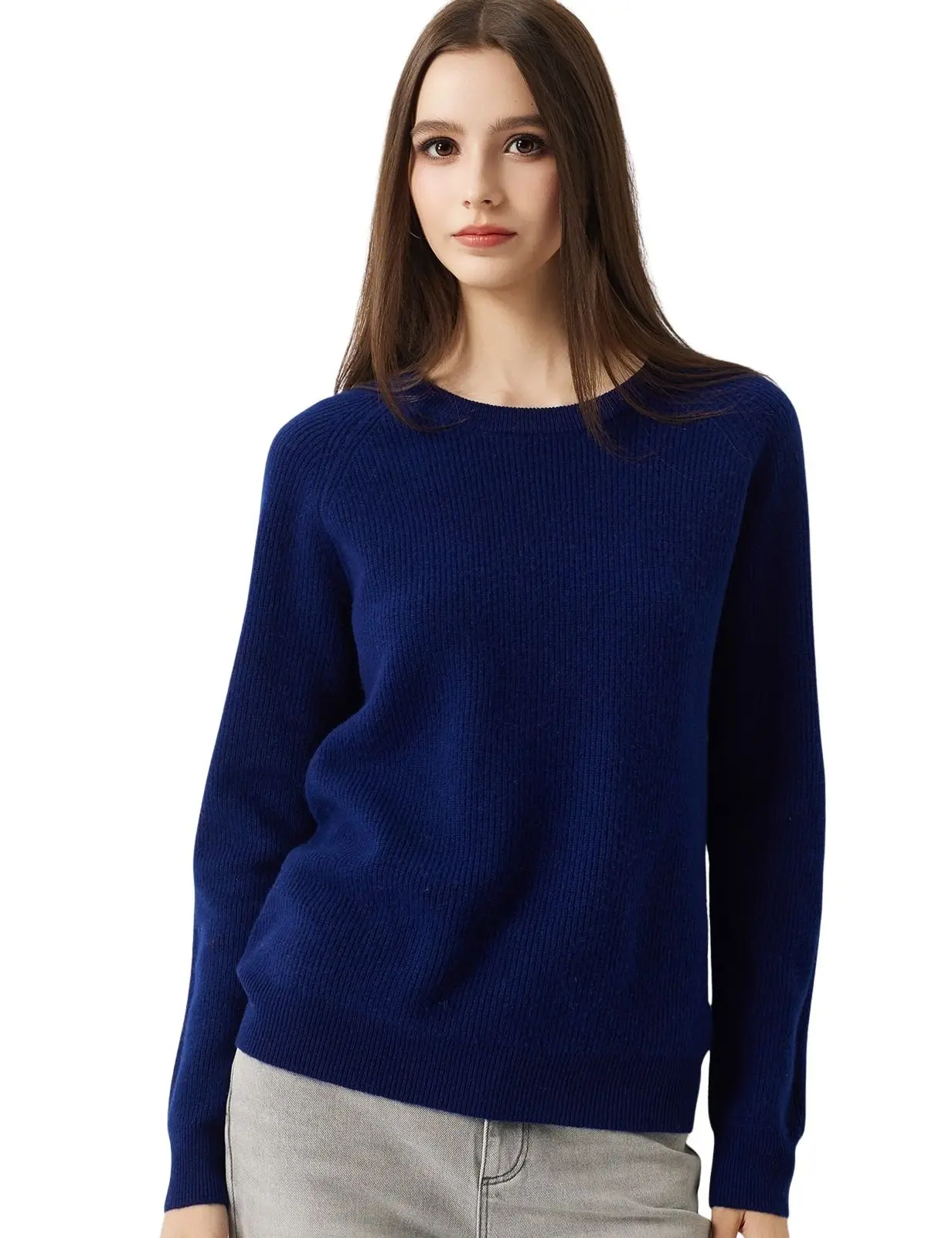 Women 100% Merino Wool Seamless Crewneck Sweater Soft Warm Lightweight Knit Pullover Autumn Winter Wool Knitwear Fine Knit Warm