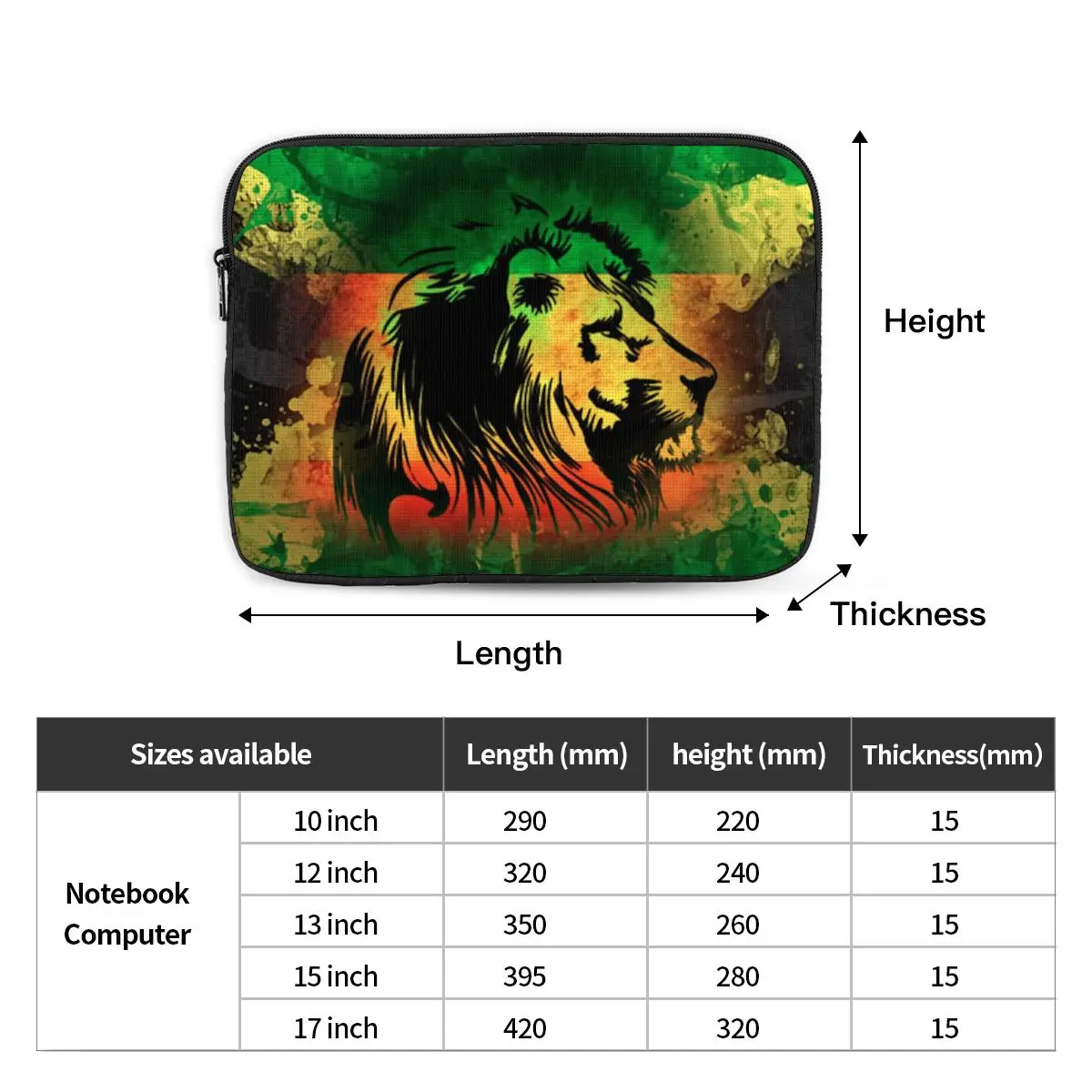 Rasta Lion Stripe Notebook Laptop Bag Case Pouch For Macbook Air Pro Tablet Shockproof Case Bag