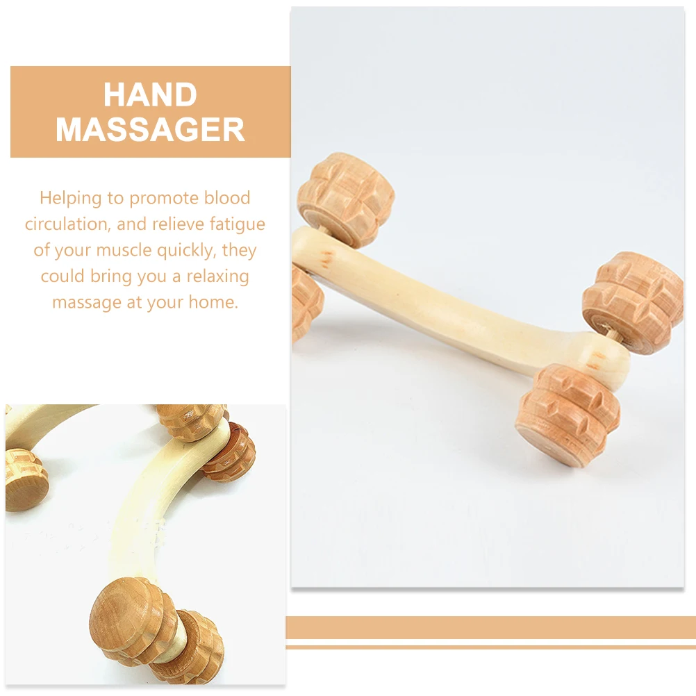 

Massage Ball 4 Wheel Roller Manual Tools Body Wooden Leg Foot Deep Massager Calf Back Stretch Yoga Portable Lightweight