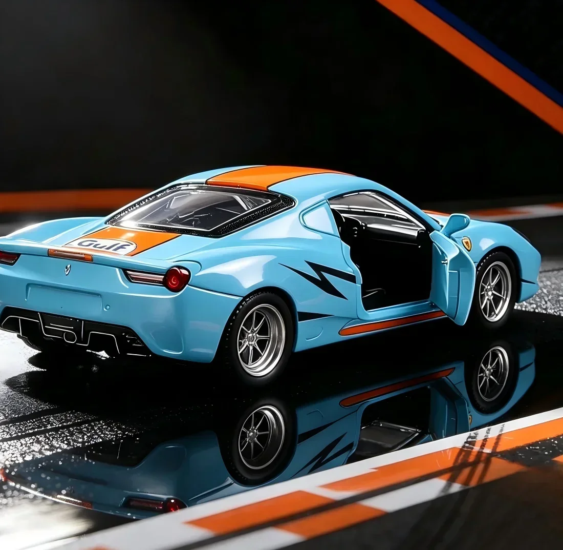 1:36 Alloy Scale Racing Sedan Metal Diecast Model Pull-Back Power Open Doors Hobby Vehicle High-end Gift Office Decor Ornament
