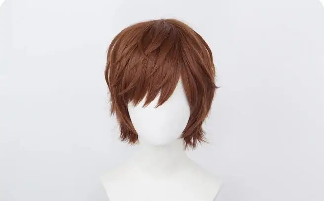 Light Wig Synthetic Short Brown Heat Resistant Hair Pelucas Cosplay Costume Wigs + Wig Cap