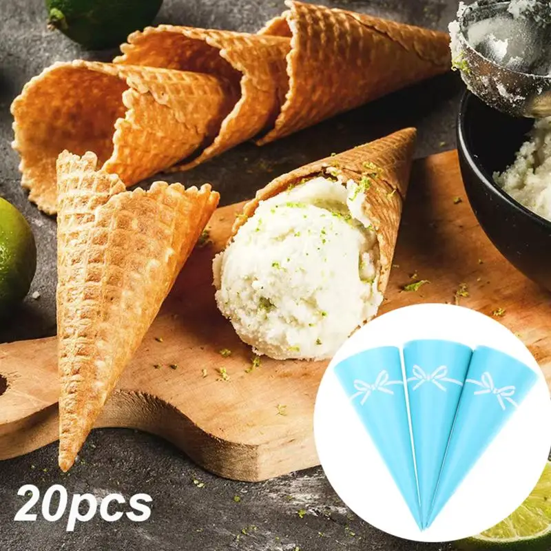 20Pcs Ice Cream Cone Paper Cover Disposable Cones Tray Paper Sleeve DIY Home Summer Party Supplies 108x42mm