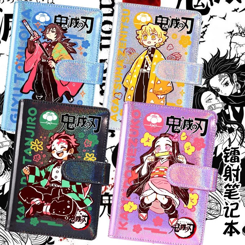 

Demon Slayer Themed Laser Loose Leaf Notebook Nezuko Tanjiro Giyu Tomioka Student Hand Account Book With Magnetic Buckle