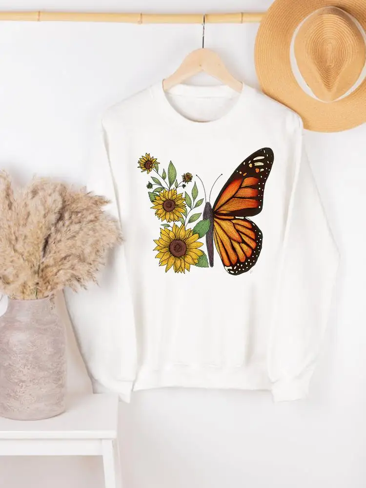 

Floral Butterfly 90s Trend Pullovers Women Clothing Ladies Woman Autumn Spring Print Female Hoodies Casual Graphic Sweatshirts