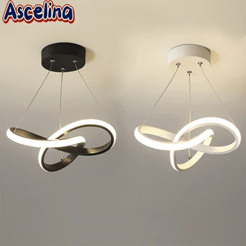 תאורת תלייה מודרנית בקו LED בעלת נורות אלומיניום בקוטר 24/30 סמ לכניסה לסלון, מסעדה או תאורה פנימית