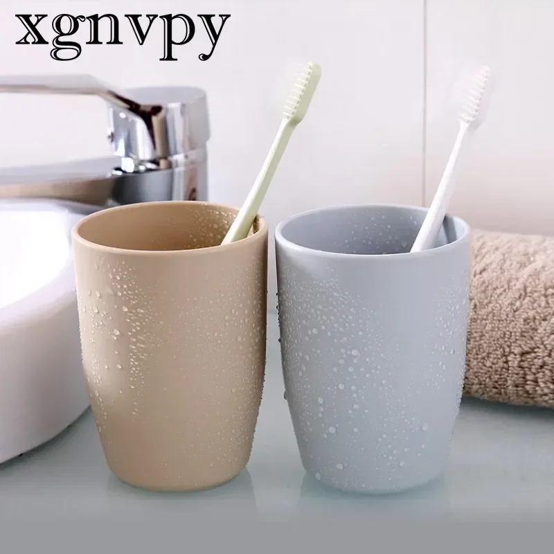 xgnvpy Simple Family Wash Mouth Cup Plastic Brushing Container Couple Toothbrush Holder Basic Design Everyday Use