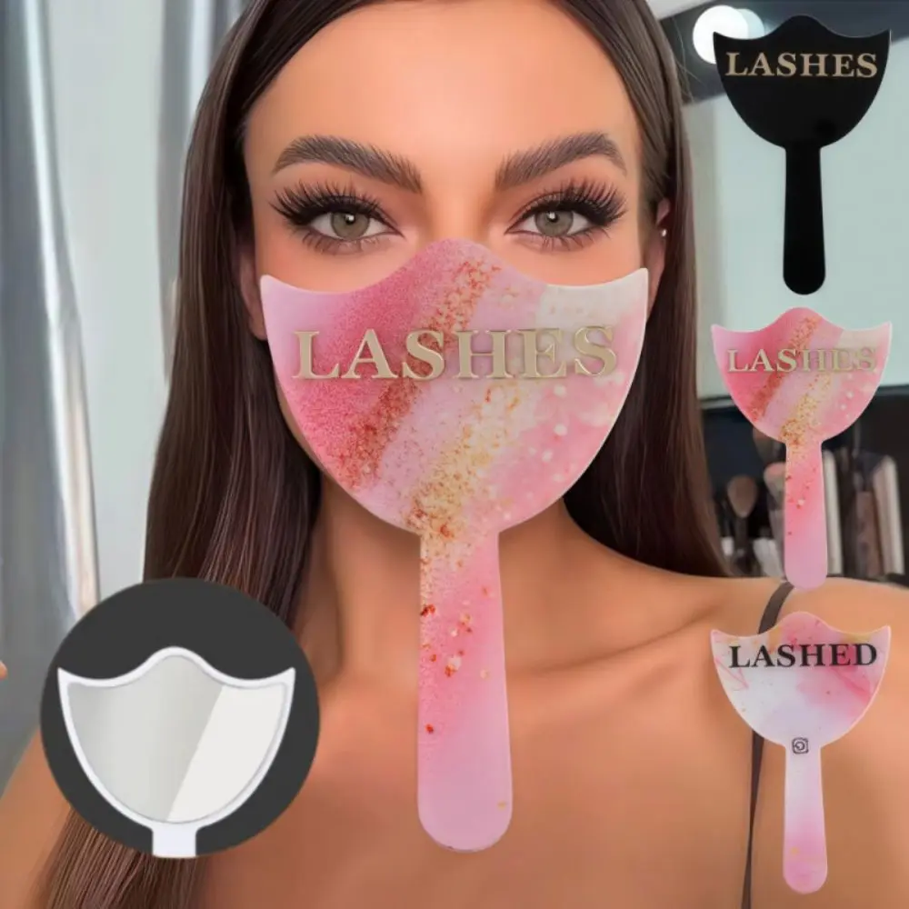 Handheld Eyelash Technician Photo Prop Soft PVC Social Media Lash Beauty Mirror Lash Salon Acrylic Mirror Eyelash Cards