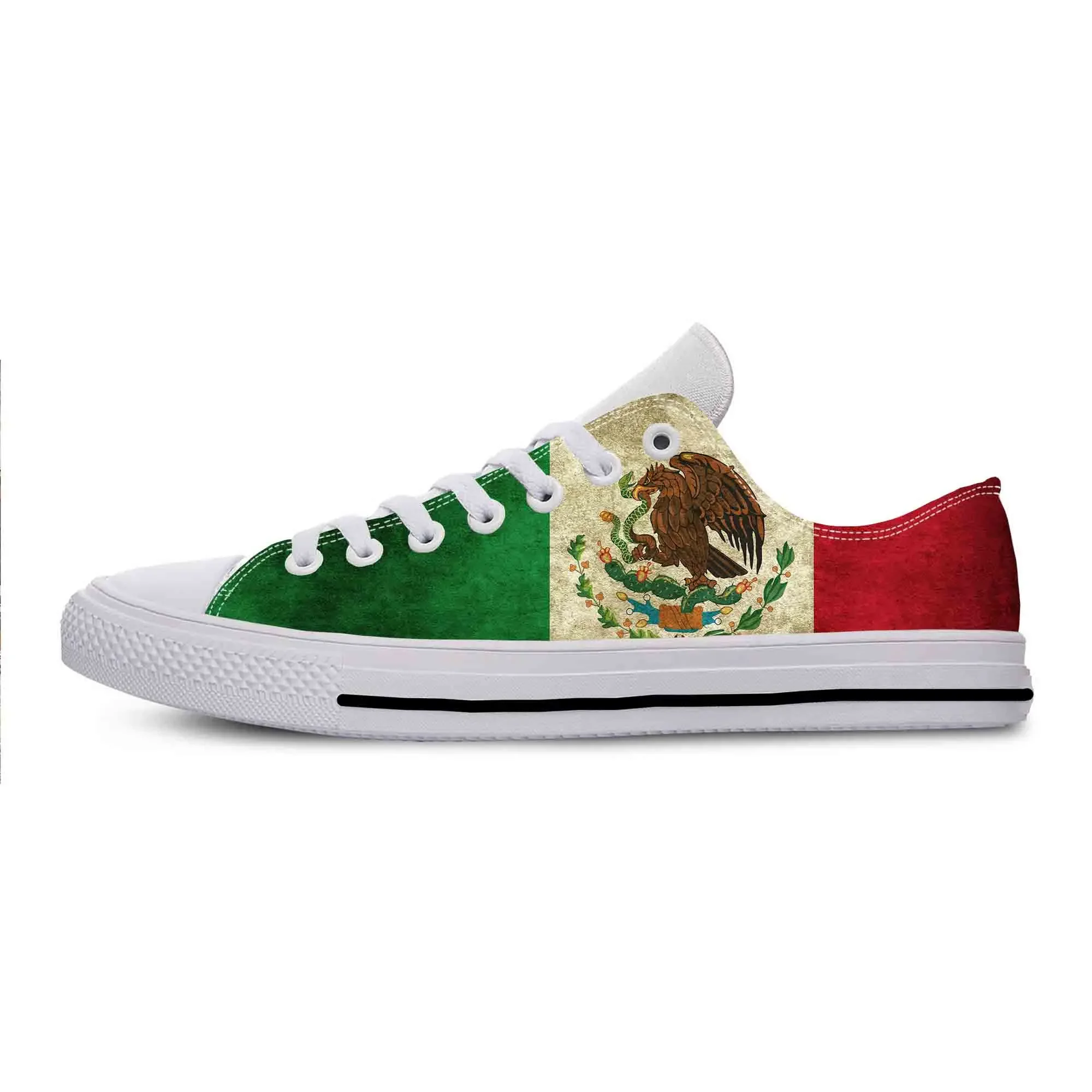 

Mexico Mexican Flag Patriotic Pride Fashion Funny Casual Cloth Shoes Low Top Comfortable Breathable 3D Print Men Women Sneakers