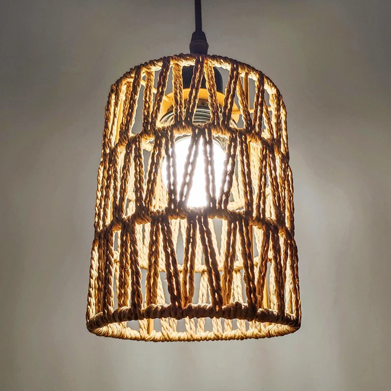 11.5X15Cm Rattan Pendant Lampshade - Bohemian Handwoven Design, Perfect For Living Room Ceiling Hanging Ornament