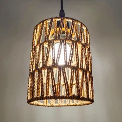 11,5x15cm rattanowy abażur osłona lampy wiszącej czeski ręcznie tkany wystrój domu salon lampa sufitowa klosz wiszący ornament