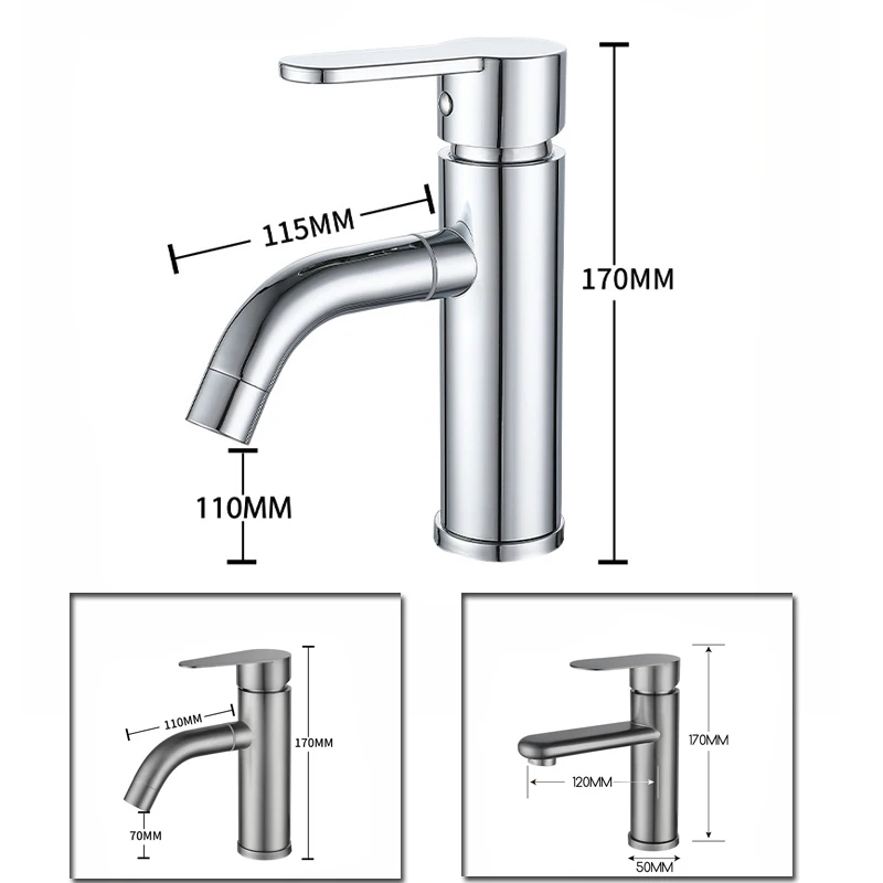 SKOWLL Stainless Steel Bathoom Faucet Deck Mount Single Hole Basin Mixer  Faucet