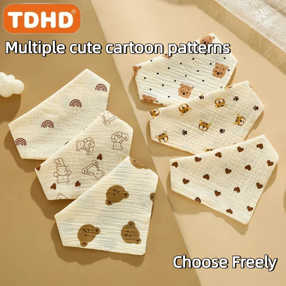 TDHD Printing Baby Muslin Bibs Baby Drool Bibs Cotton Snap Button Burp Cloths Soft Ruffle Saliva Towel Toddler image 3