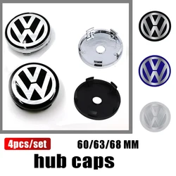 4PCS 60/63/68MM Car Wheel Center Covers Hub Caps Replacement Emblem For Volkswagen VW Scirocco Beetle R Touareg Tiguan Golf GTI