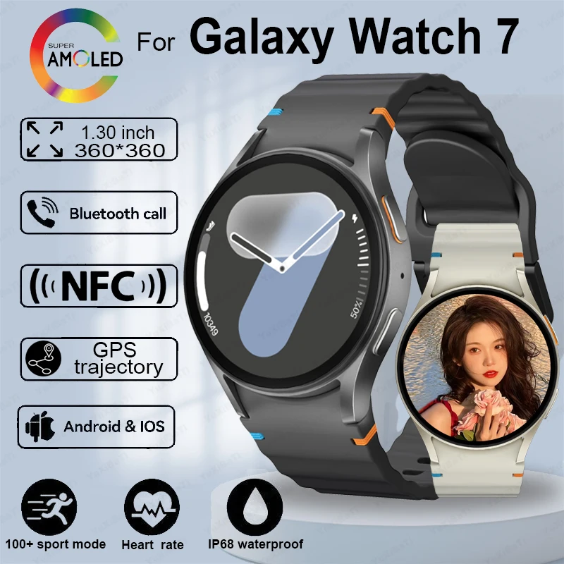 2025 New Galaxy Smart Watch 7 Mini Women NFC Multi-Function Sports AMOLED Screen BT call Fitness Tracker Health Women Smartwatch