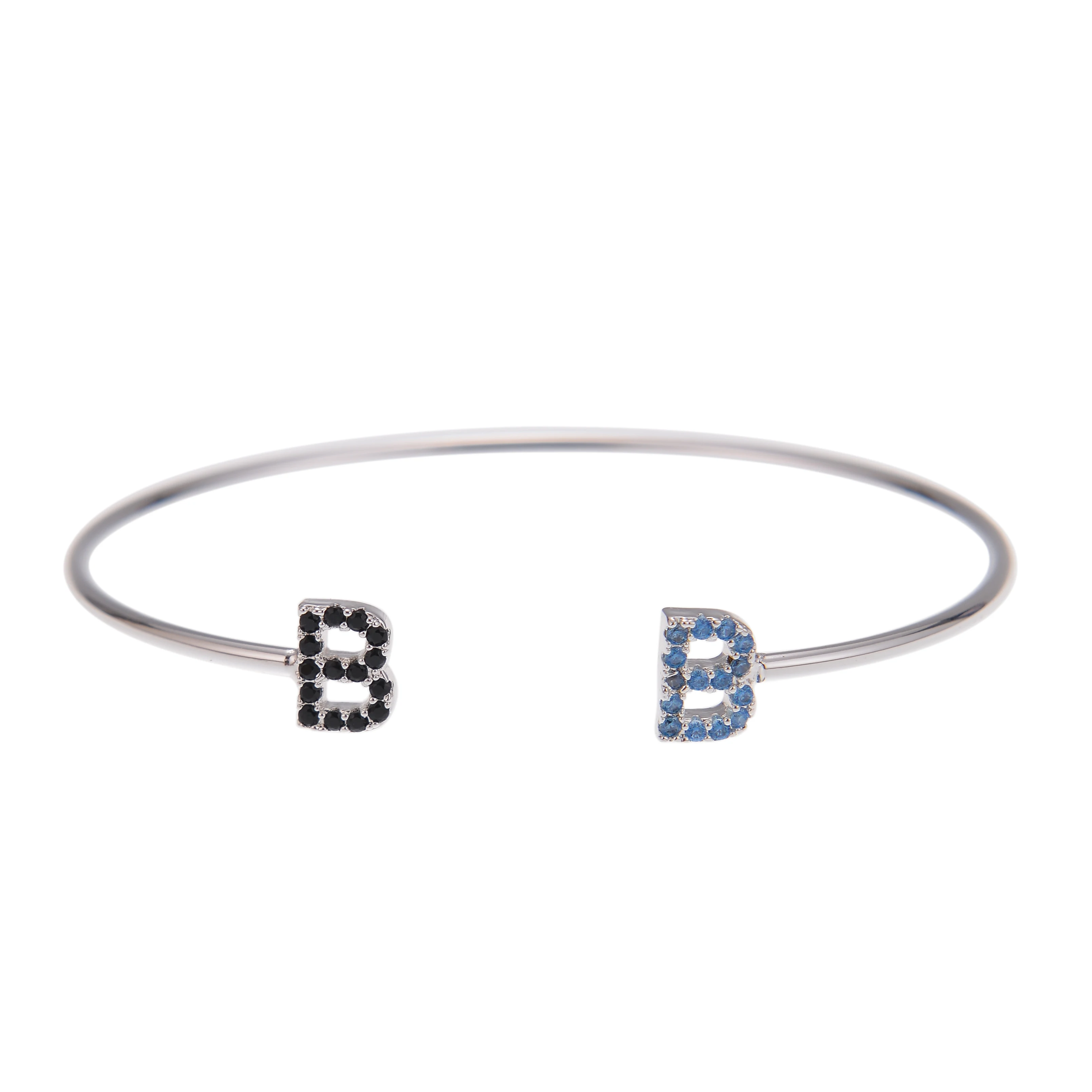 

Duoying Colorful Zirconia 9MM Letter Bracelets Custom Pave Setting Personalized Initial Letter Cuff Bangles