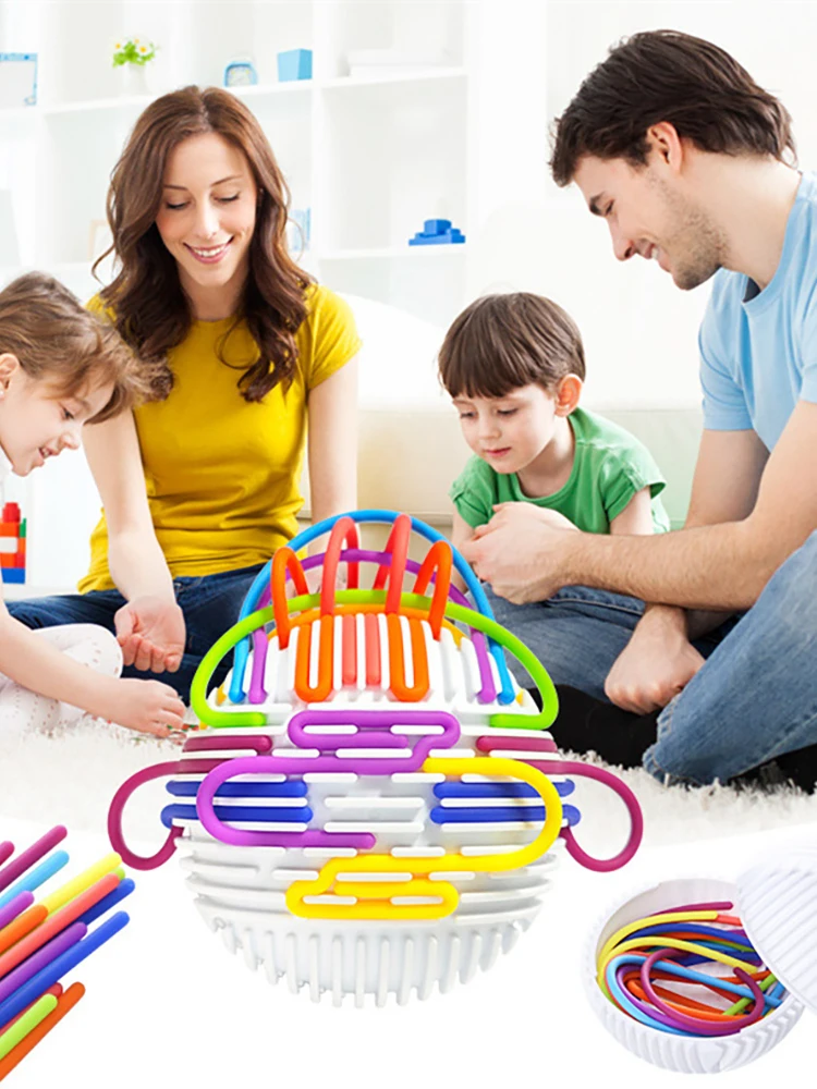 Boule d'activité sensorielle, Cognition des couleurs, motricité, jouet Montessori, relaxant, anti-Stress, tige en Silicone colorée, jouet de voyage, cadeau pour enfant garçon