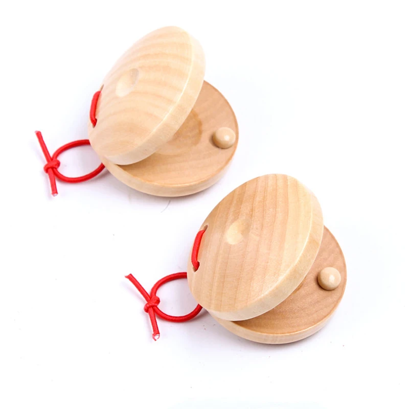 1pc Castanets Orff Percussion Instrument Wooden Color Baby Puzzle Music Toys Music Perception Children Entertainment Toy TMZ