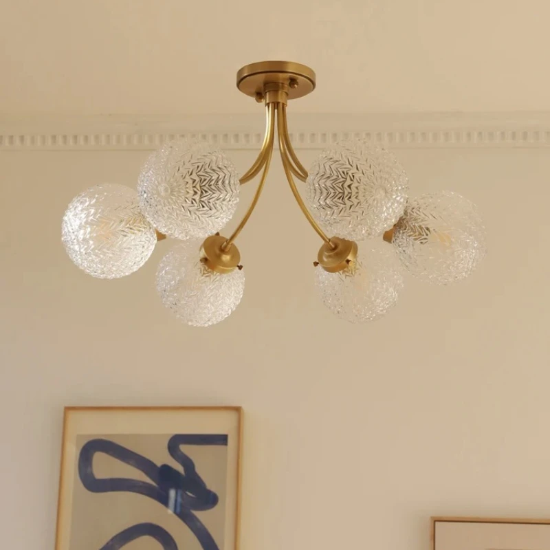 Light Luxury Glass Ball with Pattern Creative Decoration Ceiling Light Bedroom Modern Nordic Living Room Dining Room Study Lamp