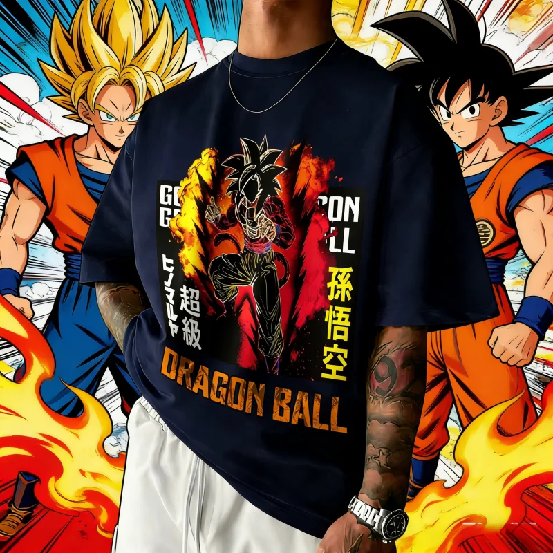 

2026 New Summer Dragon Ball 40th Anniversary Vegeta 100% Cotton Anime Printed T-shirt Extra Size Casual Streetwear Unisex Y2k