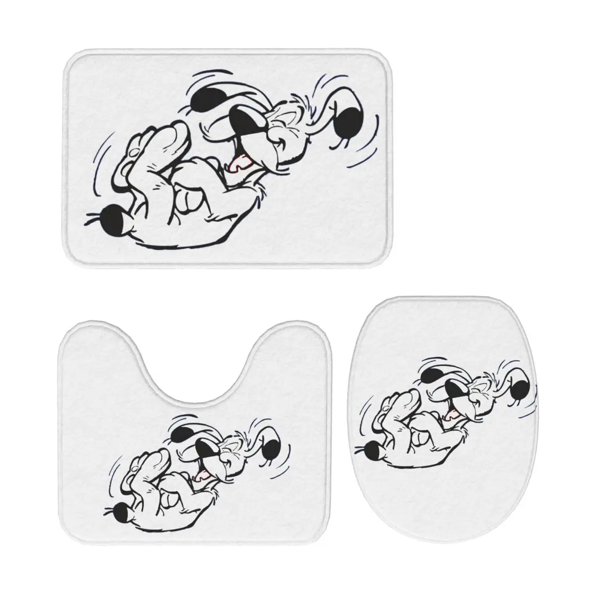 

Asterix And Obelix Dogmatix Ideafix Obelix Dog 3 Pcs Bath Mat Bathroom Set Toilet Lid Cover Home Decor Non-Slip Carpet Floor Rug