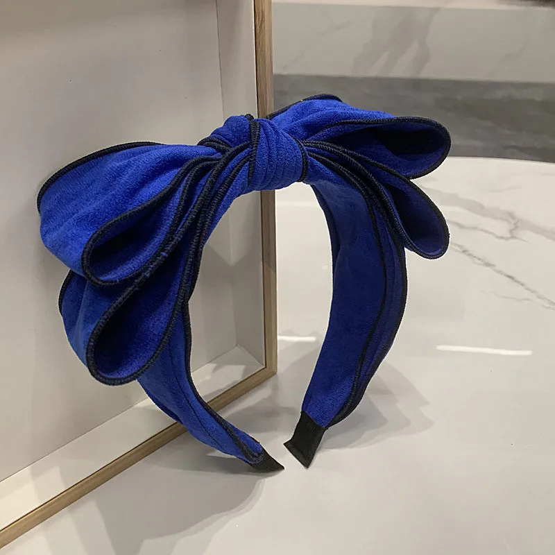 Royal Blue Bow Hairbands Hurtownia akcesoriów do włosów Warstwy kokardki Wiązane opaski na głowę dla kobiet Retro Ozdoba do włosów Opaska do włosów