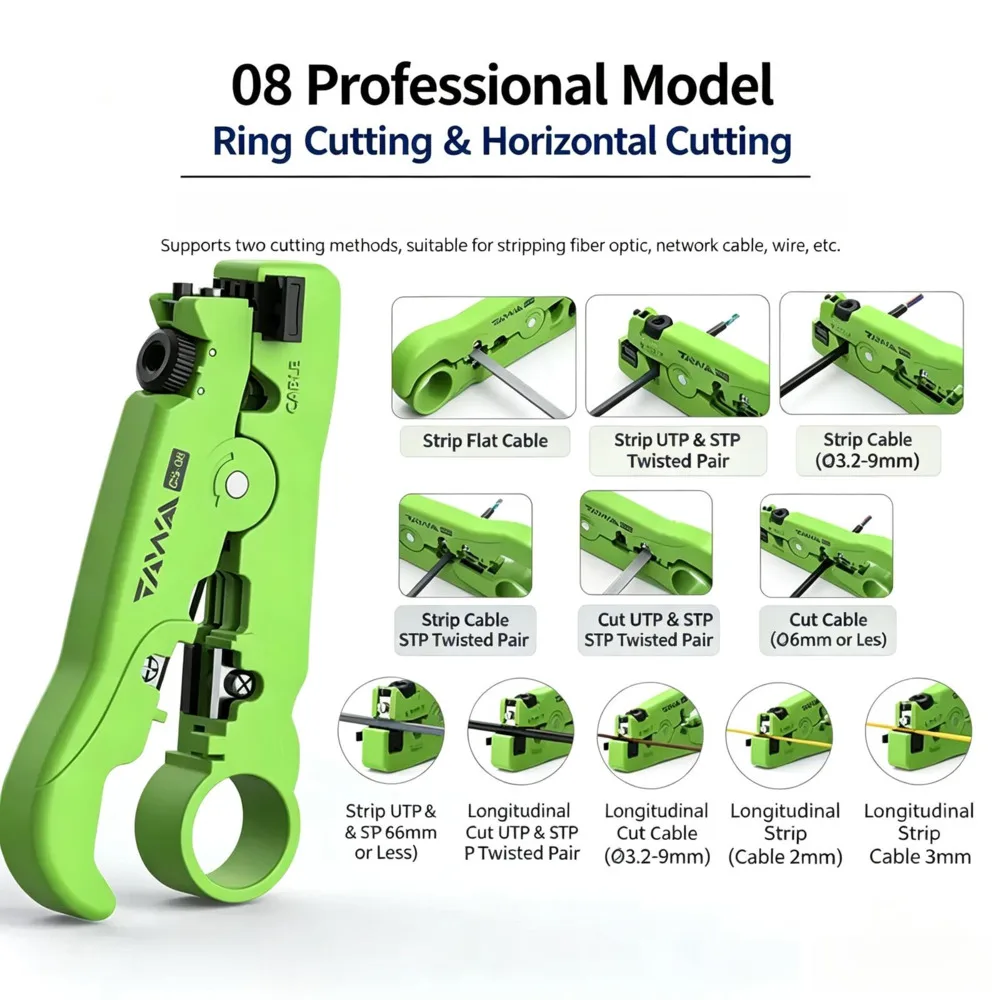 TAWAA CS-06/07/08 Cable Stripping Tool for Coaxial Cables Multifunctional Wire Stripper Cable Stripper Coaxial Stripping Tools