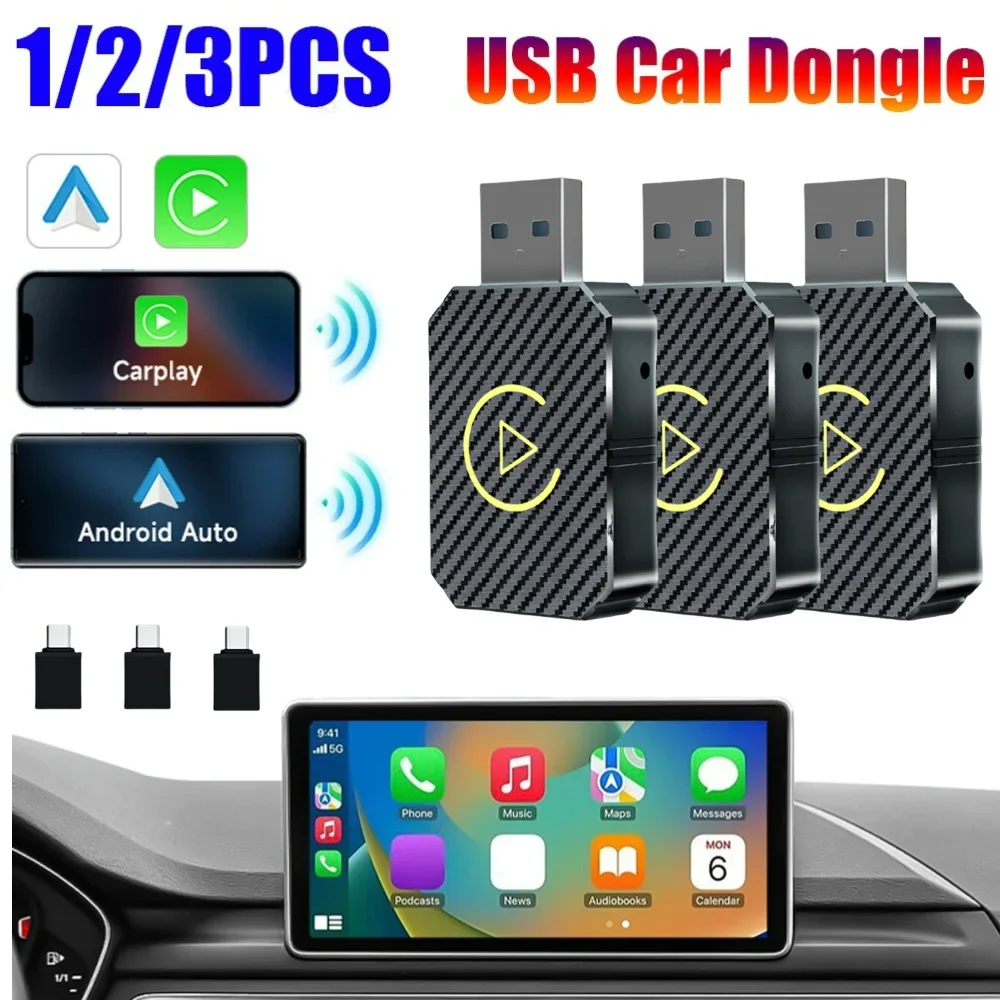 

Беспроводной адаптер Carplay Andriod Auto, проводной к беспроводному мини-бокселю 2 в 1, Plug & Play, USB-автомобильный ключ BT CarPlay AI Box для OEM