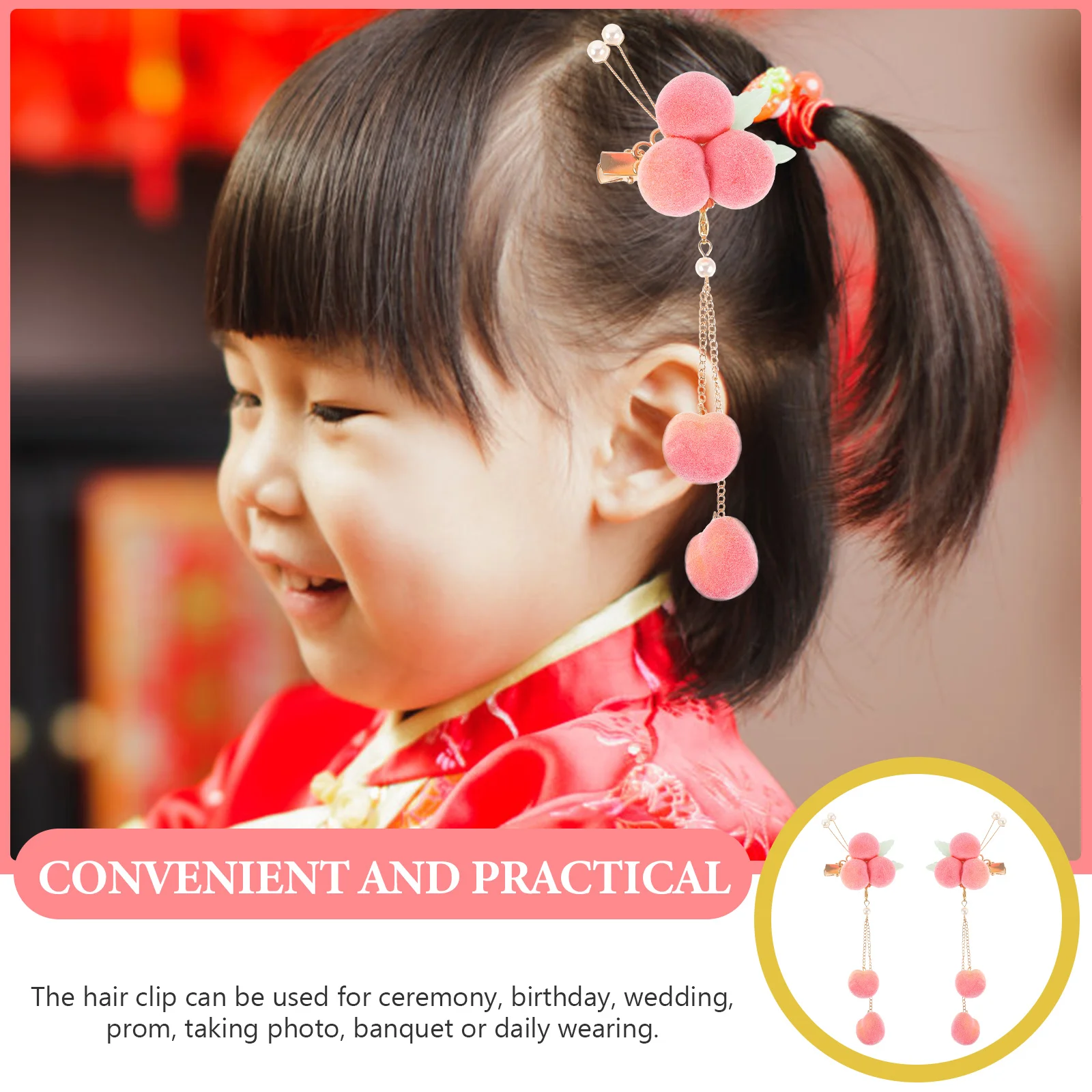 

2 Pcs Hair Accessories For Girls Hair Clips Girls Long Tassel Decorated Easy Wear Wedding Brides Birthday Accessories Kids