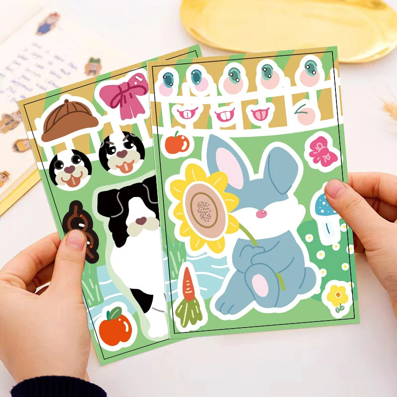 8/16/32PCS Bauernhof Tier kinder Puzzle Aufkleber Cartoon Hand Konto Material Telefon Fall Notebook Gepäck wasserdichte Aufkleber