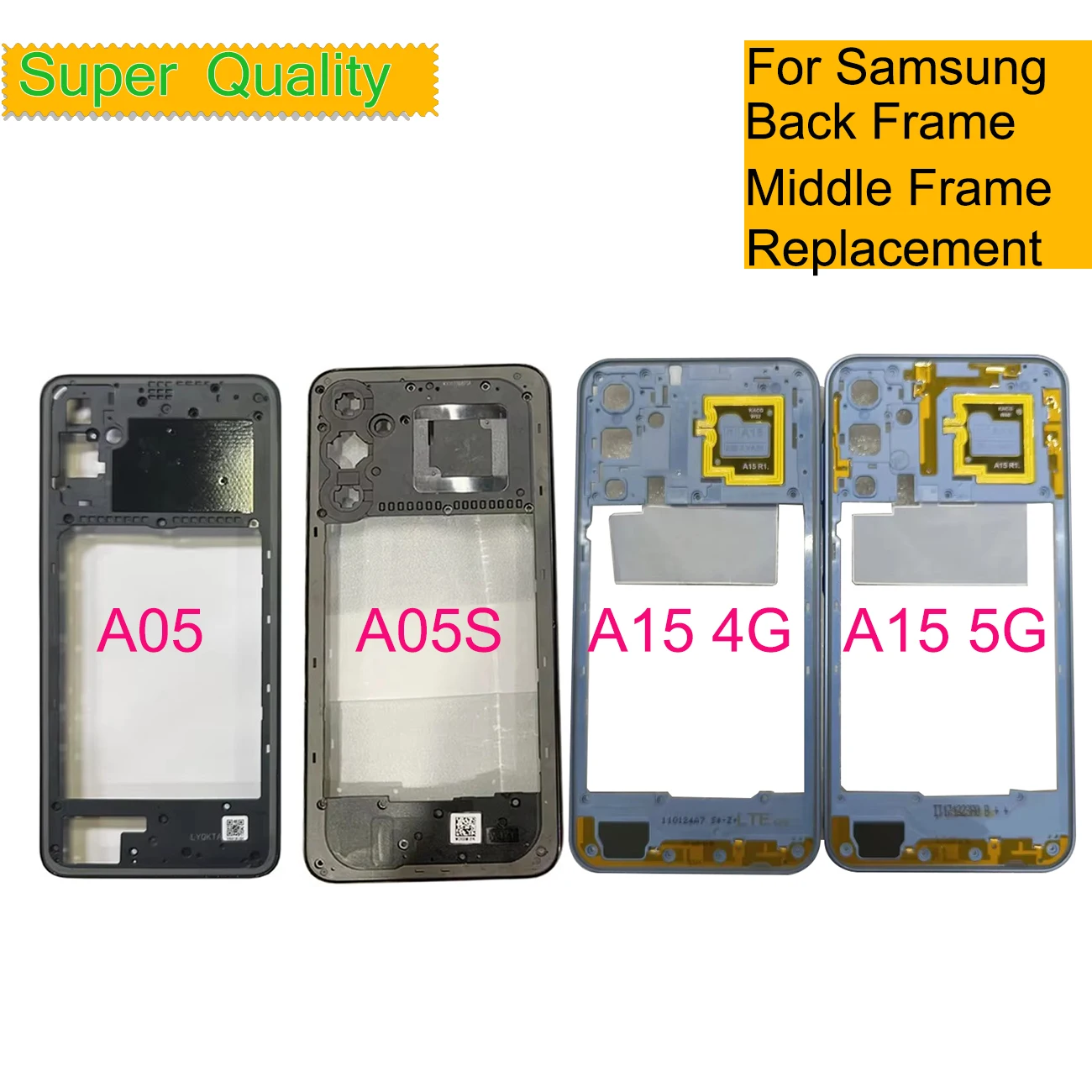 

10 шт./лот для Samsung Galaxy A05 A05S A15 4G A155 5G A156, средняя рамка, лицевая панель, боковая крышка, замена задней рамки