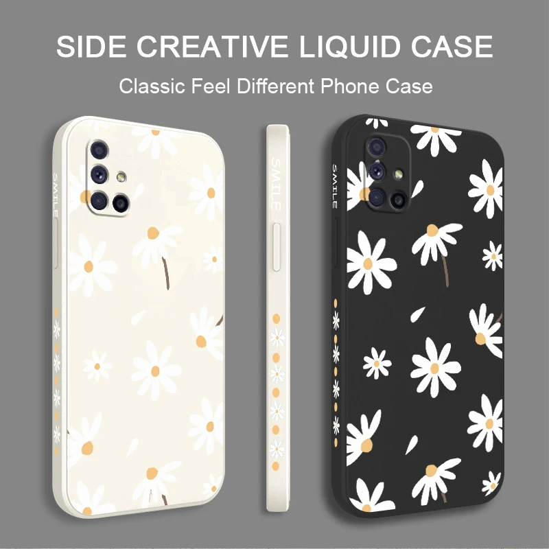 A51 White Sunflower Silicone Phone Case For Samsung Galaxy A51 Shatterproof Camera Protection Galaxy A51 4G Thin Soft Back Cover