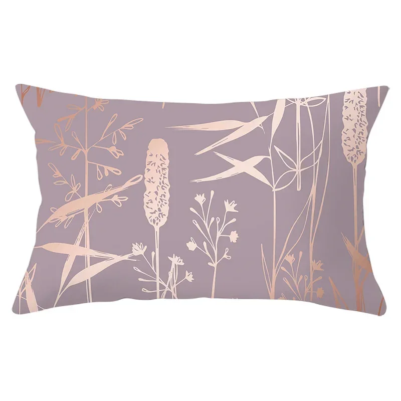 30x50cm Rose Gold Pink Geometric Cushion Cover Abstract Leaves Pillow Cases Living Room Home Decoration Waist Throw Pillowcase