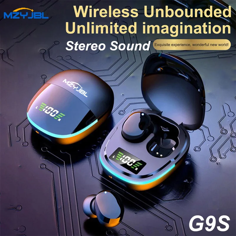 

MZYJBL G9S Bluetooth 5.3 TWS Earbuds Wireless Gaming Headphones with HiFi Stereo Sound IPX7 Waterproof Sport Earhook Earphones