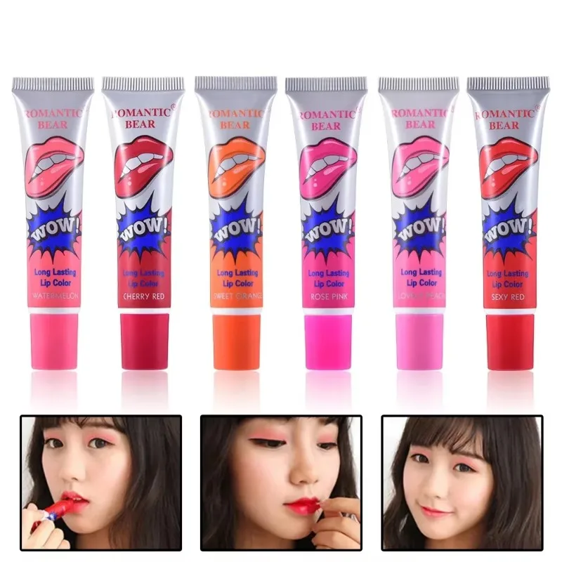 Amazing 6 Colors Peel Off Liquid Lipstick Waterproof Long Lasting Lip Gloss Mask Moisturizer Makeup Tear Pull Lip Tint Cosmetic