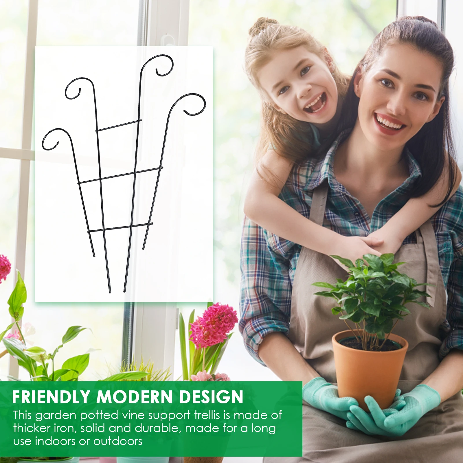 40×30cm Mini Metal Potted Plant Trellis, Climbing Vine Support Stand for Indoor Outdoor Garden Flower Vegetable Plants