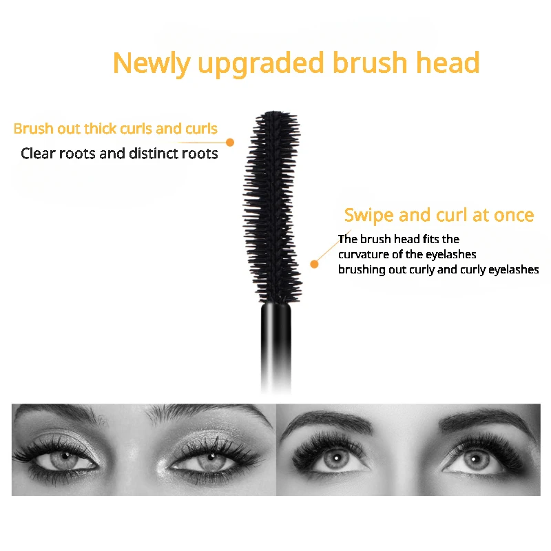 3D Wimpern verlängerung lang tragende Wimpern Pinsel Schönheit Make-up dicke Curling Mascara Verlängerung schwarze Wimpern Gold Farbe Mascara