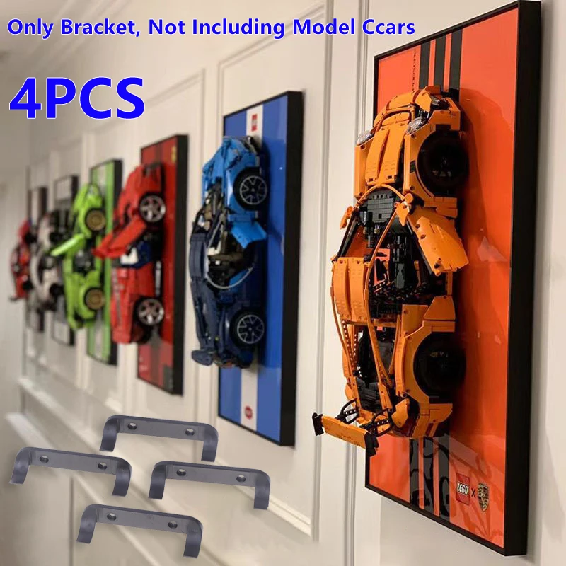 4Pcs Mount Firm Display Cars by Wheels on Wall Hanging Cars Display Rack Space-Saving Car Model Holder for MOC Car Models Toy