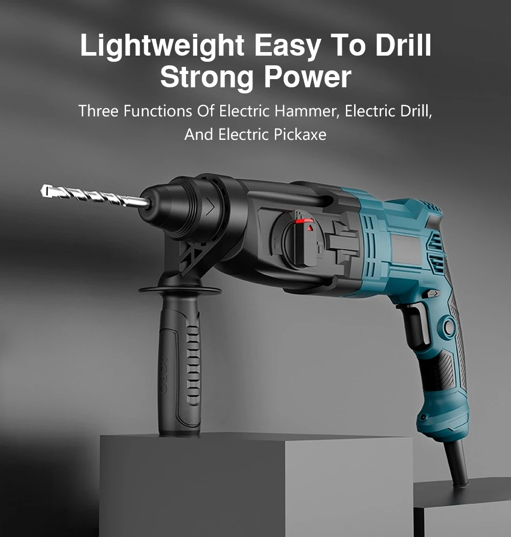 MultiFunction 3in1 Electric Pick Hammer Drill Rotary Electric Hammer Drill Industrial Grade Professional Concrete Tool