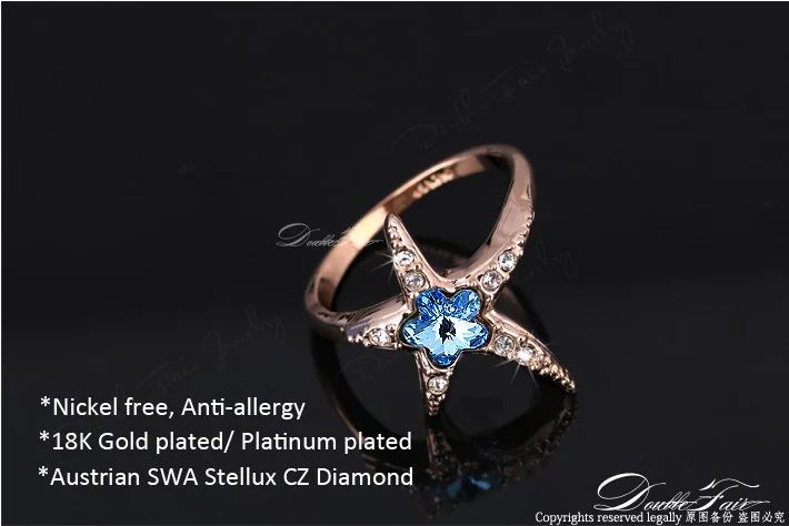 Starfish Shine Designer Cubic Zirconia Party Rings HotSale Rose Gold Color Crystal Engagement Jewelry For Women Anel DFR327