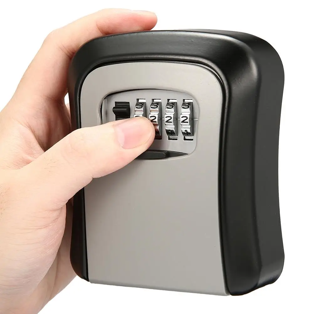 

Wall Mount Key Lock Box 4 Digit Password Code Security Lock No Key for Home Office Key Safe Secret Storage Box Organizer